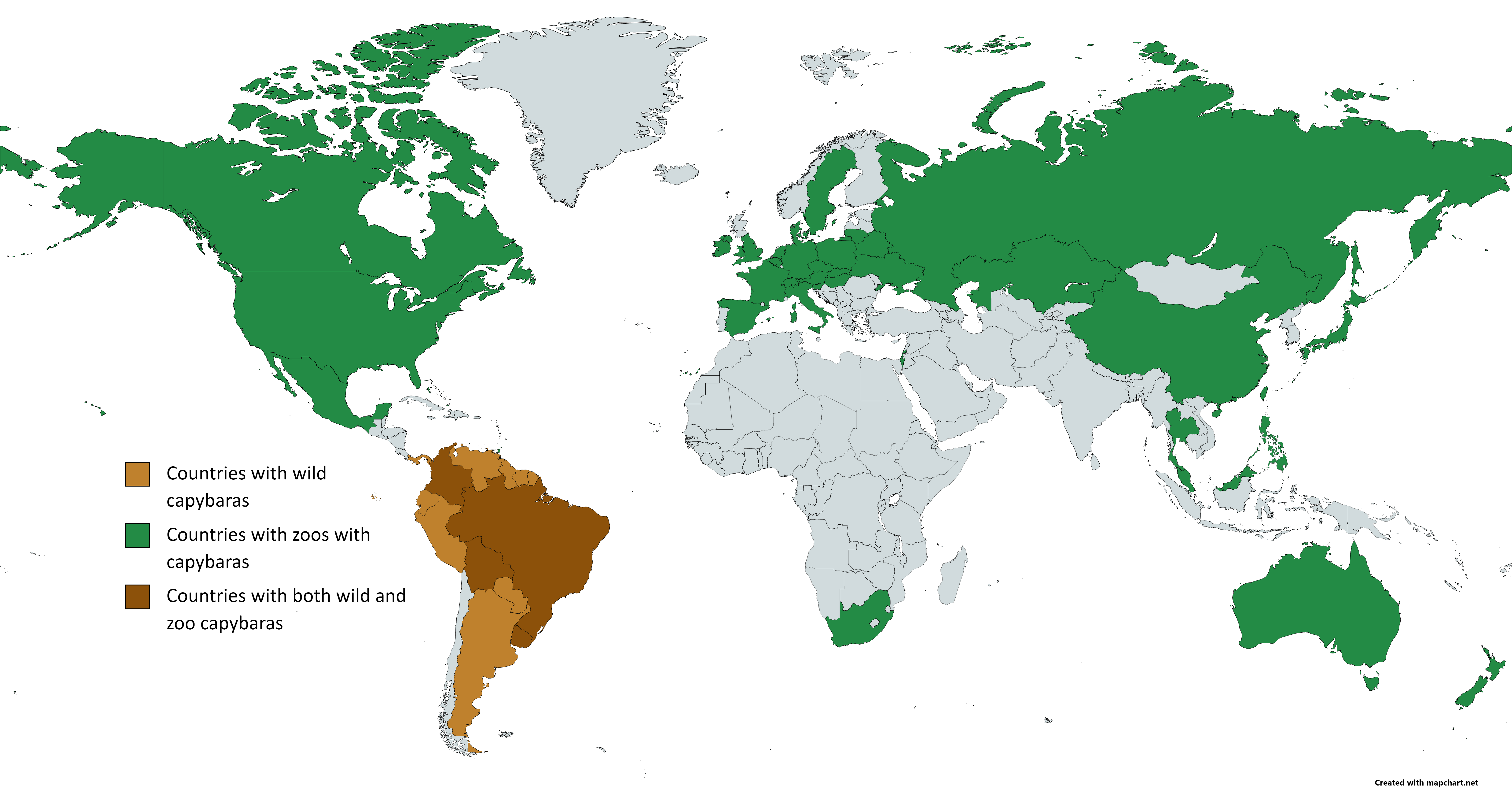 Countries where Capybaras live Countries where Capybaras live